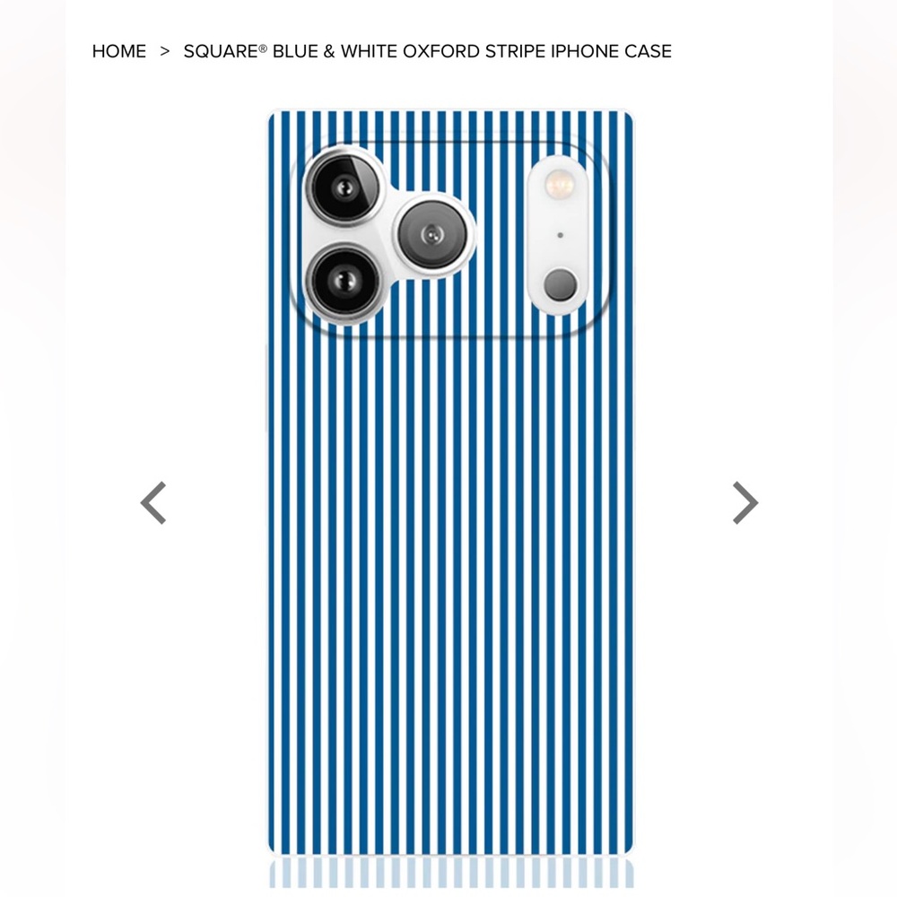 New Flaunt SQUARE® Blue & White Oxford Stripe iPhone 15 Pro Max Case